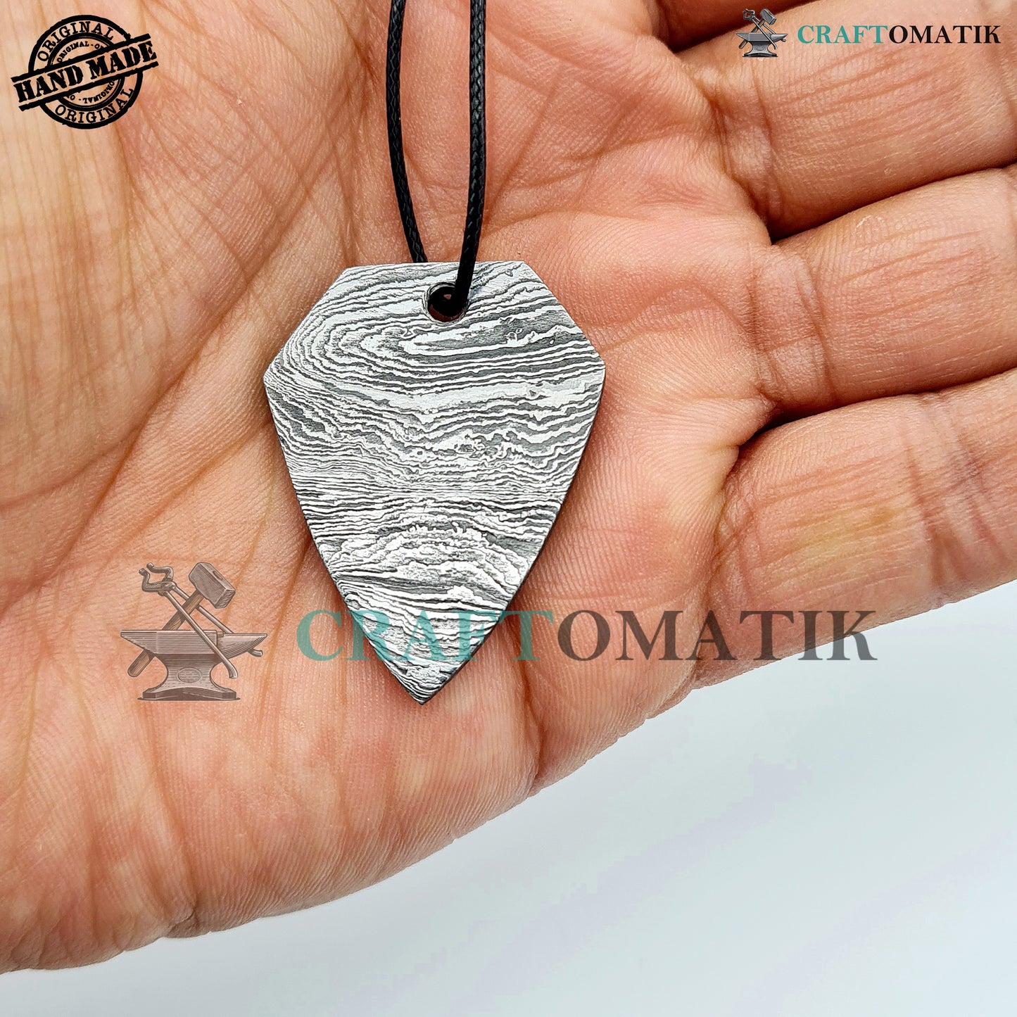 Damascus Steel Amulet | Handmade Viking pendant | Medieval Celtic Locket | Heart form | HFA16