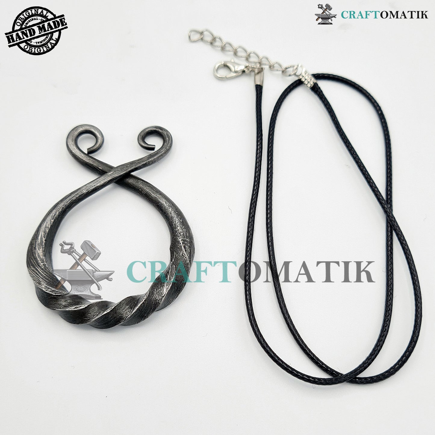 Amulett aus Damaszener Stahl | Handgefertigter Wikinger-Anhänger | Mittelalterliches keltisches Medaillon | Runde Form | HFA17