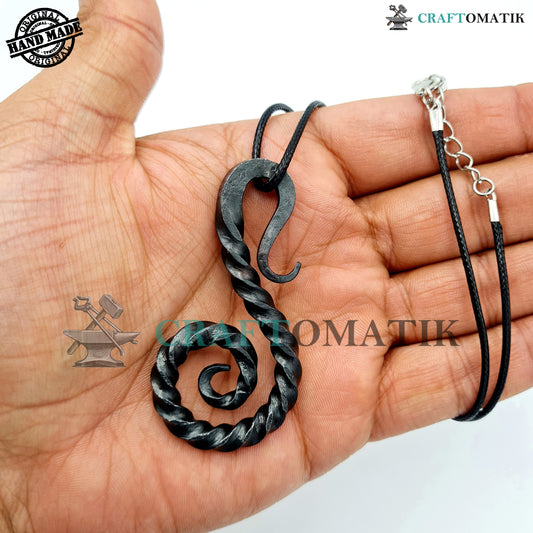 Medieval Amulet | Handmade Viking pendant | Wrought Iron Celtic Locket | Snail shape | HFA18