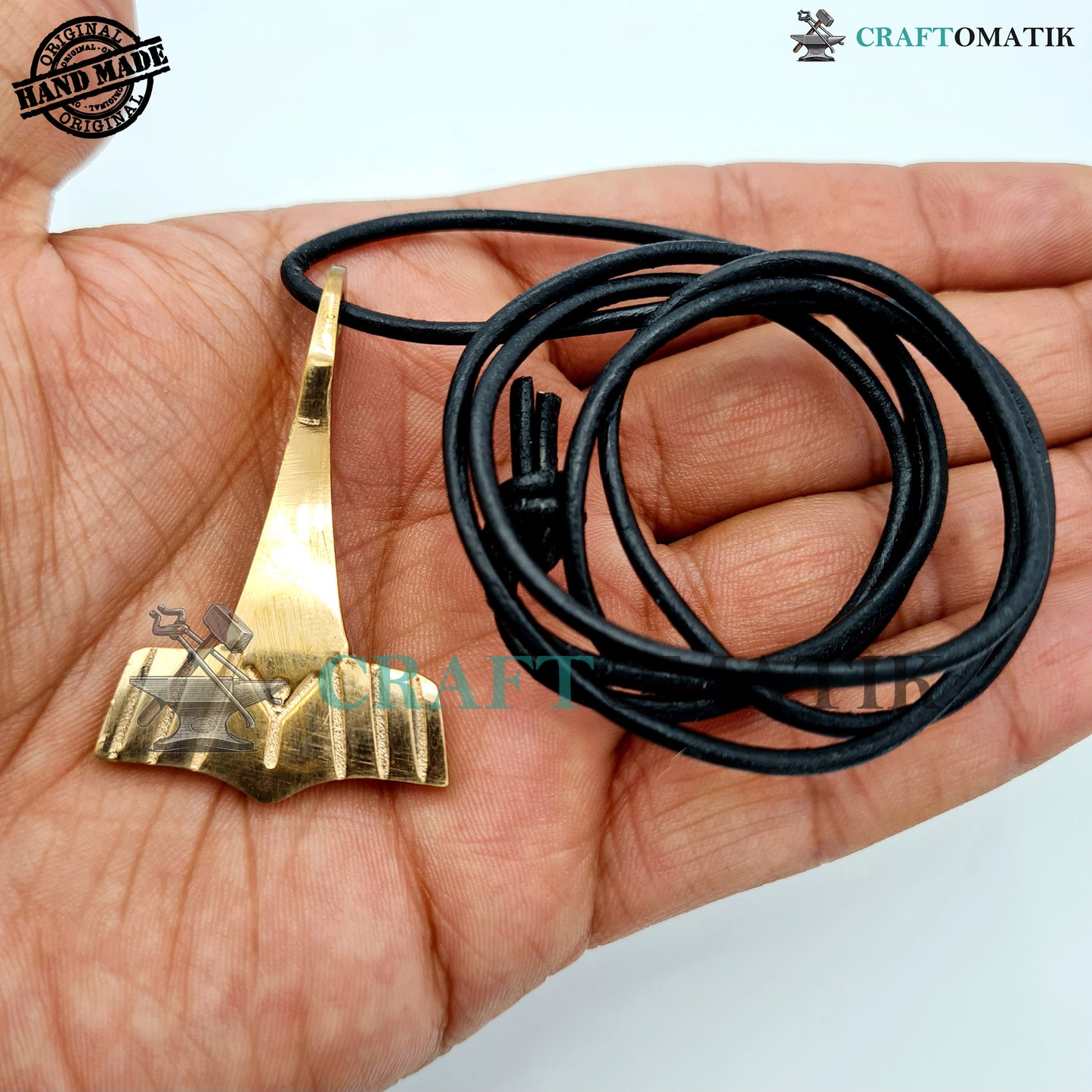 Mittelalterliches Amulett | Handgefertigter Wikinger-Anhänger | Keltisches Medaillon aus rotem Kupfer | Ankerform | HFA19-G