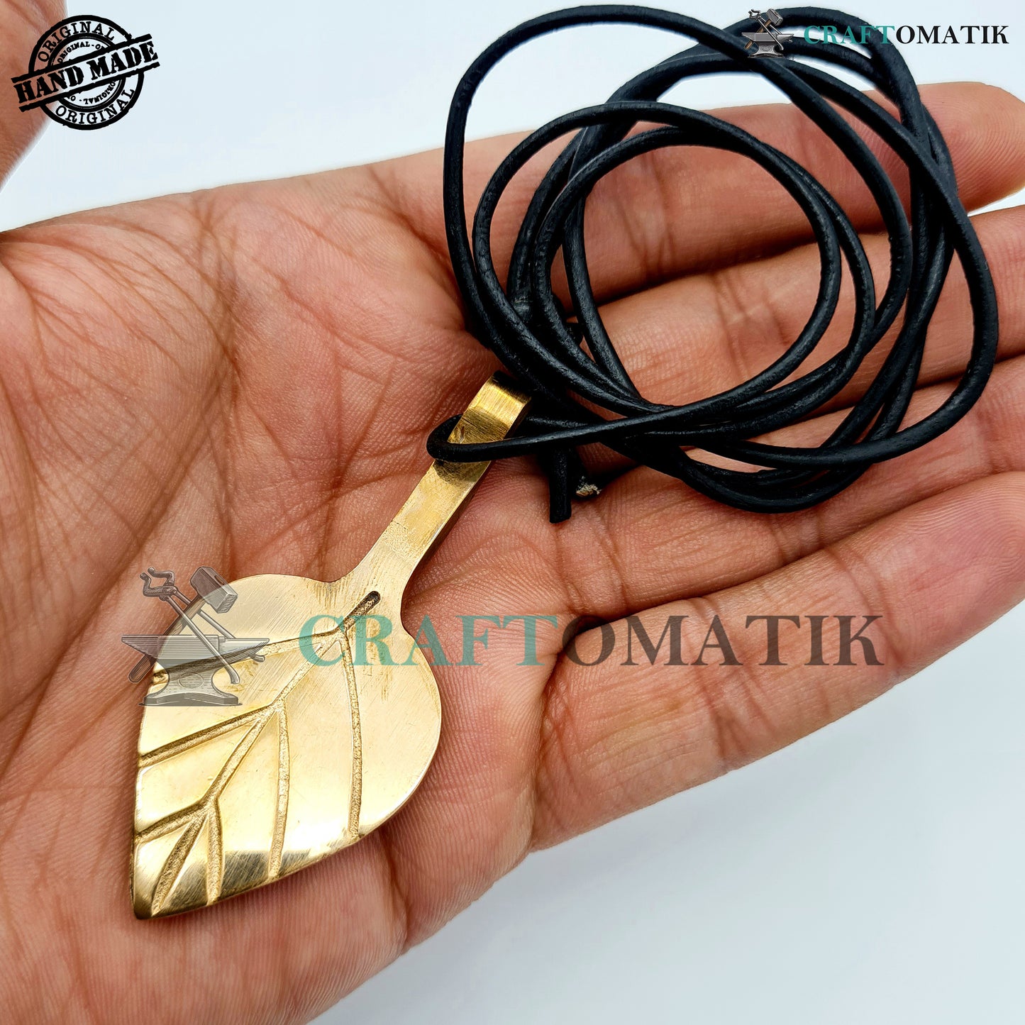 Medieval Amulet | Handmade Viking pendant | Red Copper Celtic Locket | Leaf form | HFA21-G