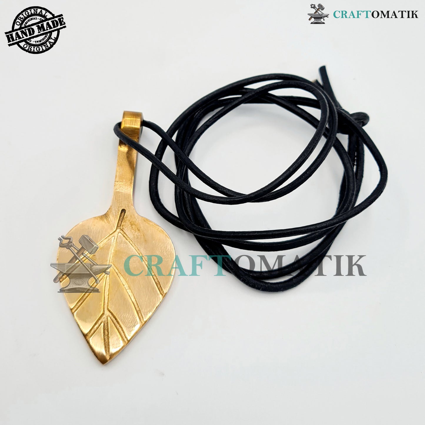 Medieval Amulet | Handmade Viking pendant | Red Copper Celtic Locket | Leaf form | HFA21-G