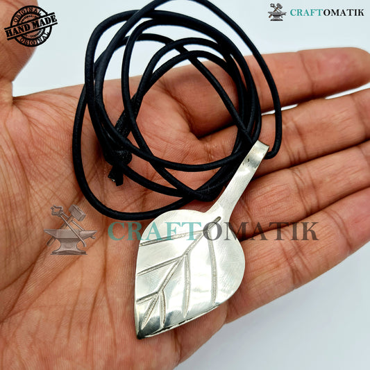 Medieval Amulet | Handmade Viking pendant | White Copper Celtic Locket | Leaf form | HFA21-S