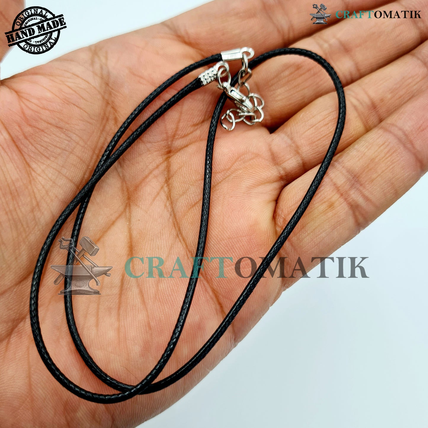 Geflochtenes Lederband | Verstellbar, 5 Stück, 45 cm, 1,5 mm, Schwarz | DIY Schmuckherstellung, Halskette, Armband, Kettenverschluss, Zubehör | HFAC01