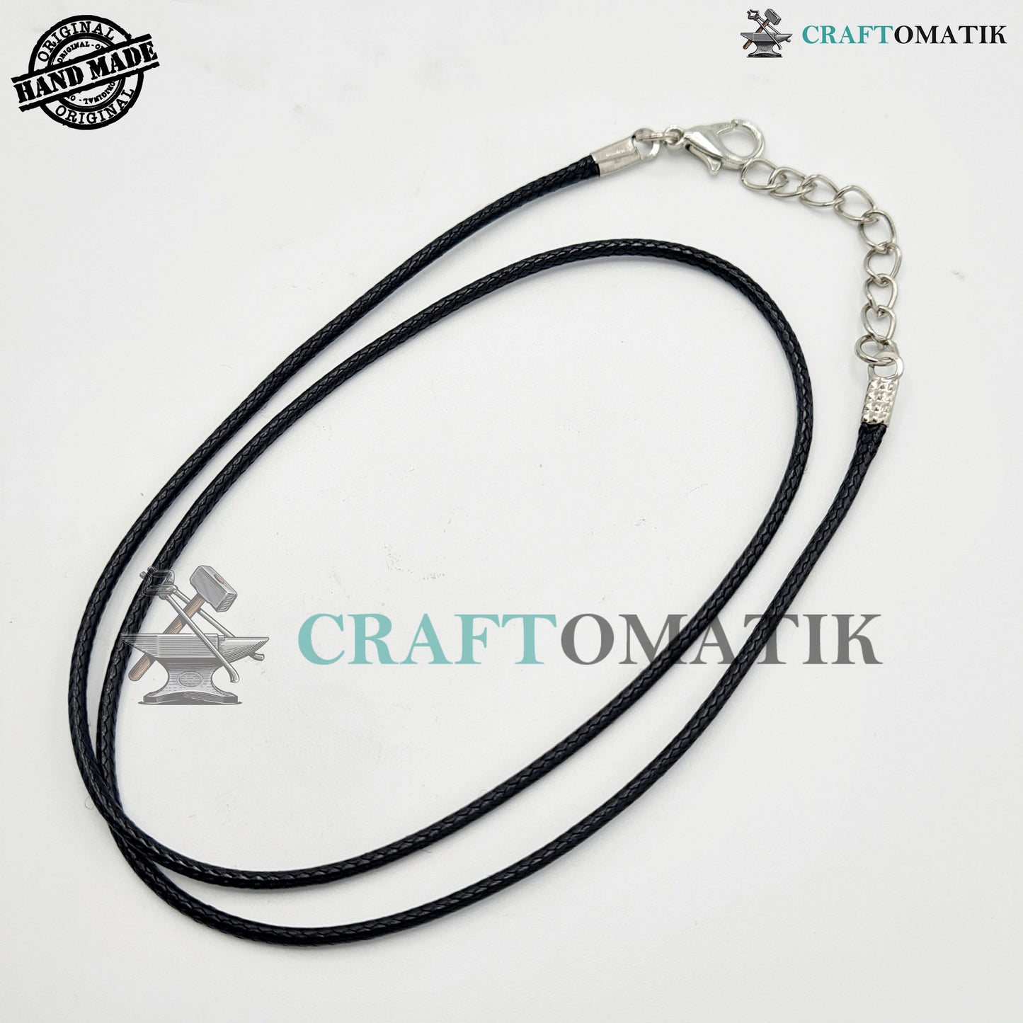 Geflochtenes Lederband | Verstellbar, 5 Stück, 45 cm, 1,5 mm, Schwarz | DIY Schmuckherstellung, Halskette, Armband, Kettenverschluss, Zubehör | HFAC01