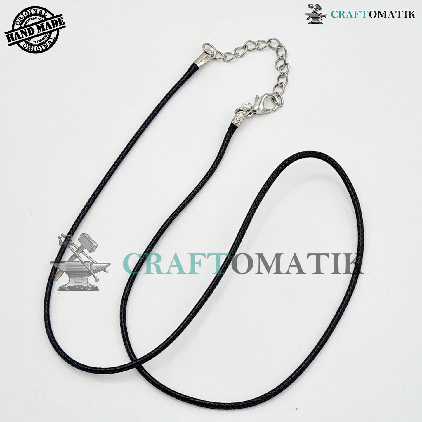 Geflochtenes Lederband | Verstellbar, 5 Stück, 45 cm, 1,5 mm, Schwarz | DIY Schmuckherstellung, Halskette, Armband, Kettenverschluss, Zubehör | HFAC01