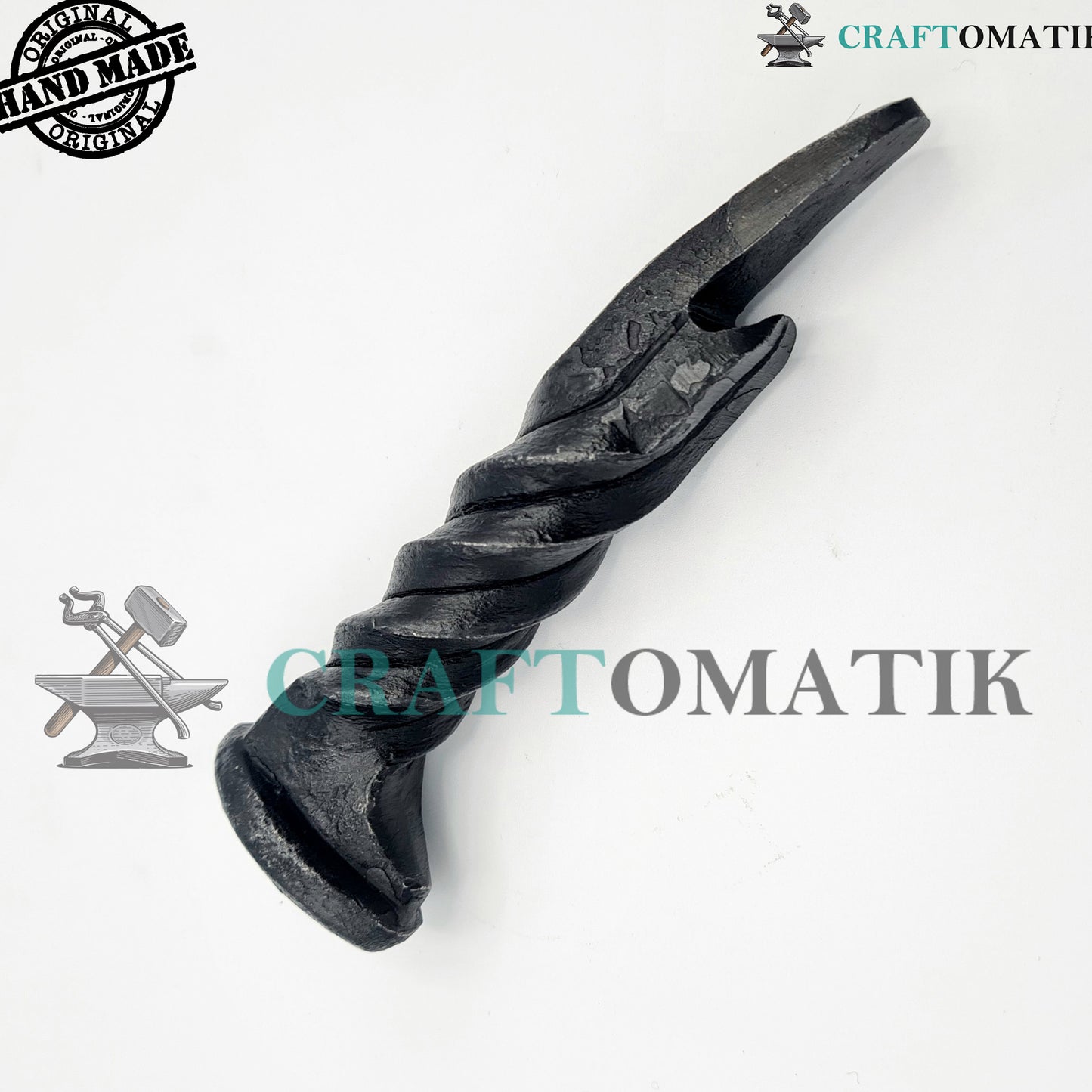 Hand-forged Bottle Opener | Twisted Wrought Iron Cap Opener | Middle Ages style | HFCS05