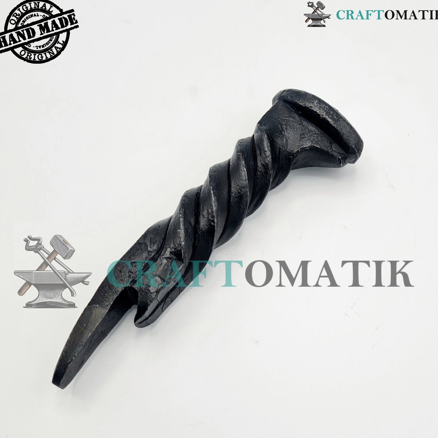 Hand-forged Bottle Opener | Twisted Wrought Iron Cap Opener | Middle Ages style | HFCS05