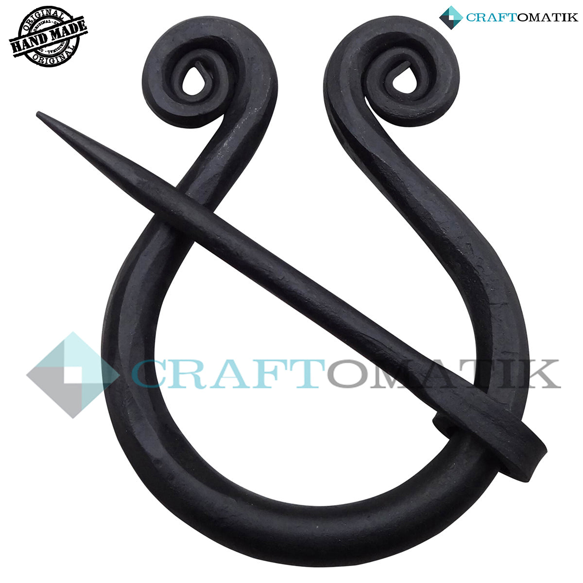 Medieval Brooch | Wrought Iron Ring and Needle | Handmade Viking LARP Fibula Ring Clasp Garment Pin | HFRC01