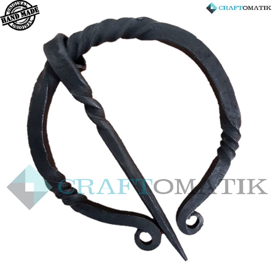 Medieval Brooch | Wrought Iron Ring and Needle | Handmade Viking LARP Fibula Ring Clasp Garment Pin | HFRC02