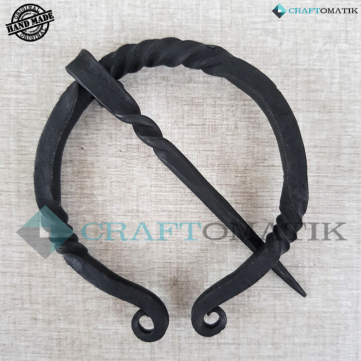 Medieval Brooch | Wrought Iron Ring and Needle | Handmade Viking LARP Fibula Ring Clasp Garment Pin | HFRC02