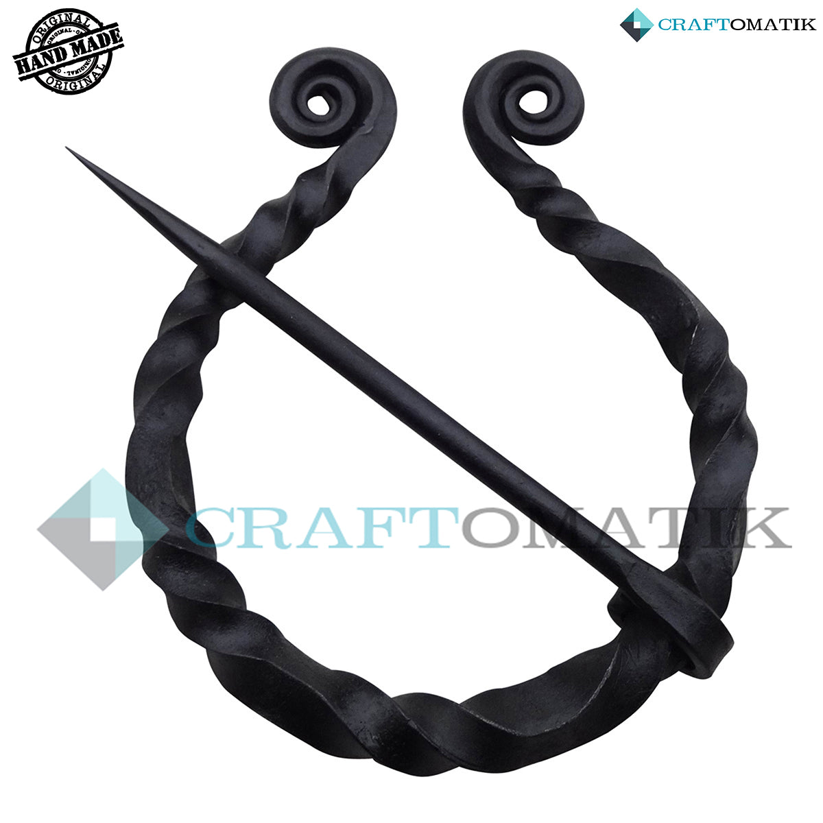 Mittelalterliche Brosche | Schmiedeeiserner Ring und Nadel | Handgefertigte Wikinger LARP Fibel Ringverschluss Kleidungsnadel | HFRC03