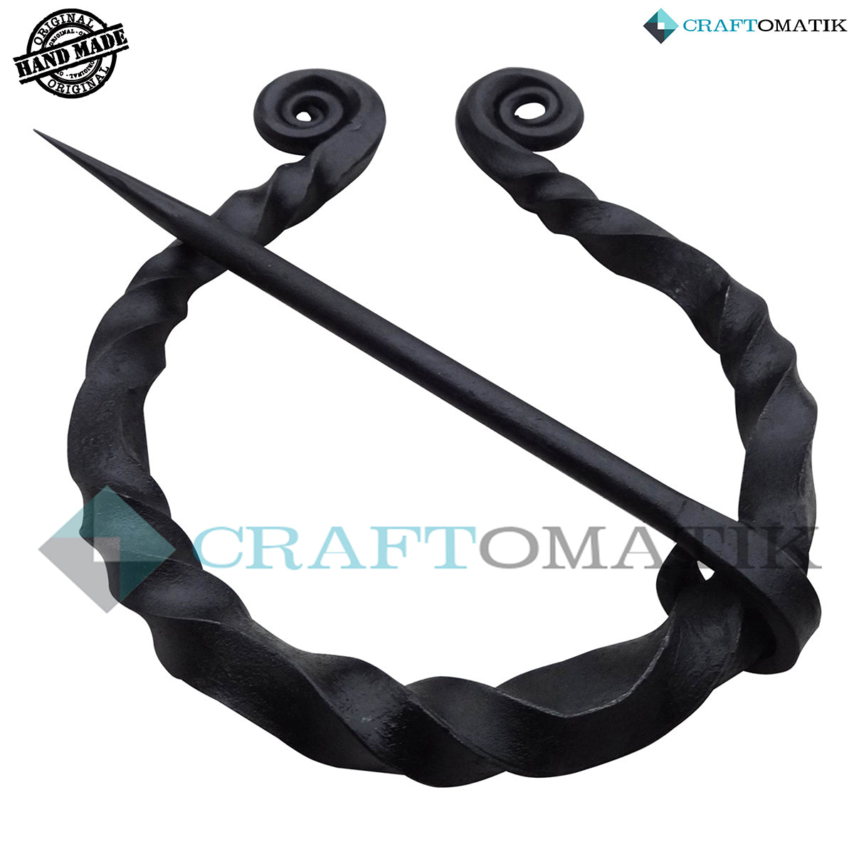 Mittelalterliche Brosche | Schmiedeeiserner Ring und Nadel | Handgefertigte Wikinger LARP Fibel Ringverschluss Kleidungsnadel | HFRC03