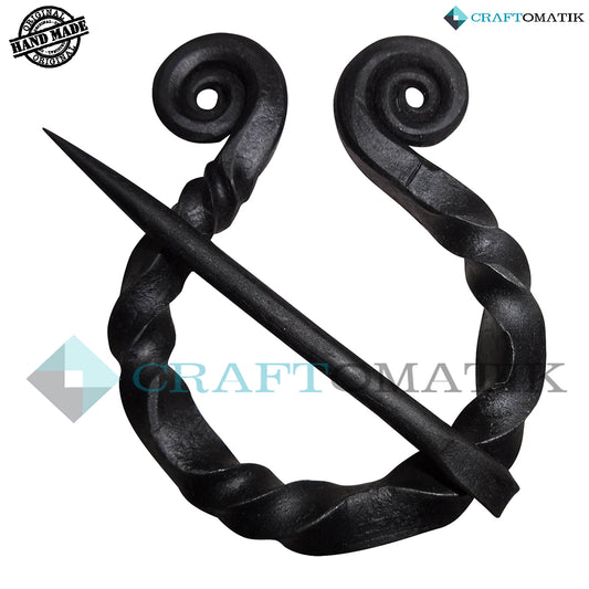 Medieval Brooch | Wrought Iron Ring and Needle | Handmade Viking LARP Fibula Ring Clasp Garment Pin | HFRC04