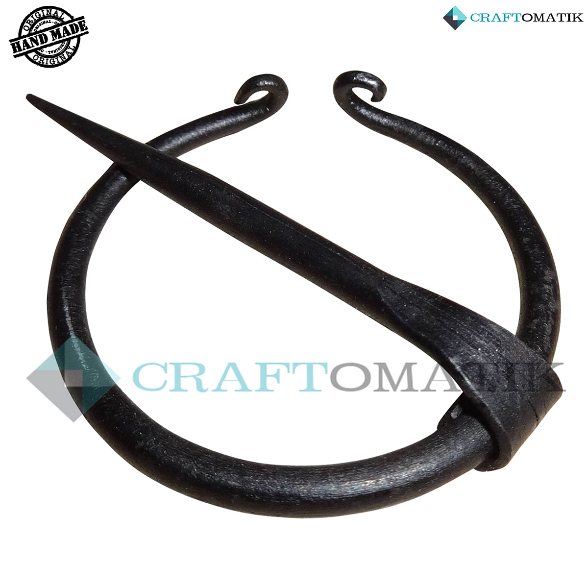 Mittelalterliche Brosche | Schmiedeeiserner Ring und Nadel | Handgefertigte Wikinger LARP Fibel Ringverschluss Kleidungsnadel | HFRC05