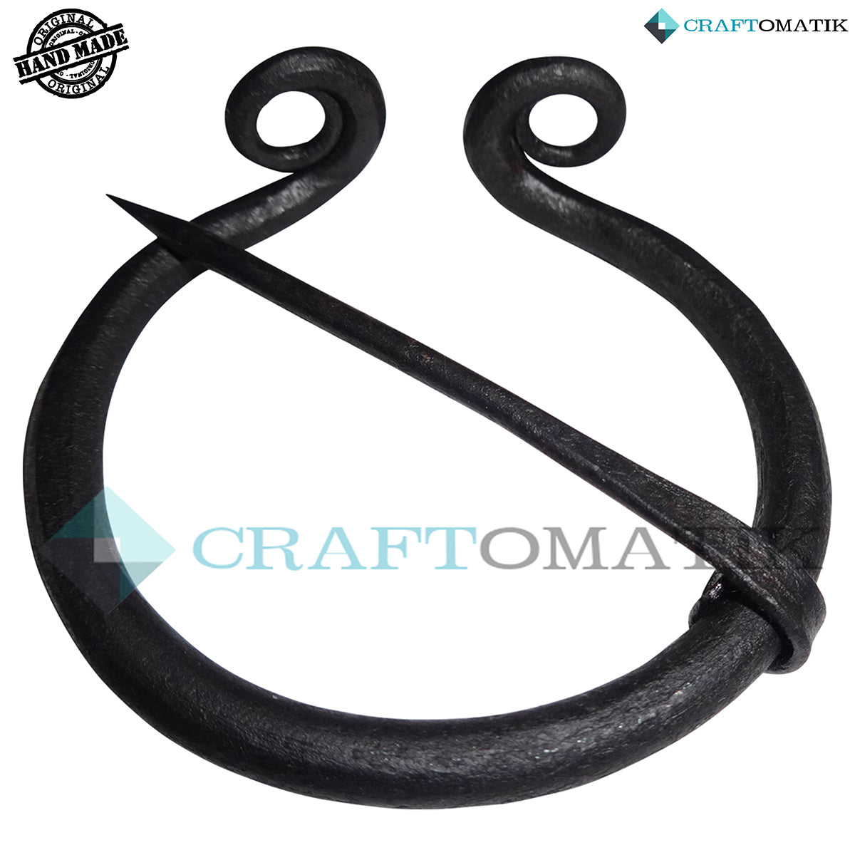 Mittelalterliche Brosche | Schmiedeeiserner Ring und Nadel | Handgefertigte Wikinger LARP Fibel Ringverschluss Kleidungsnadel | HFRC07