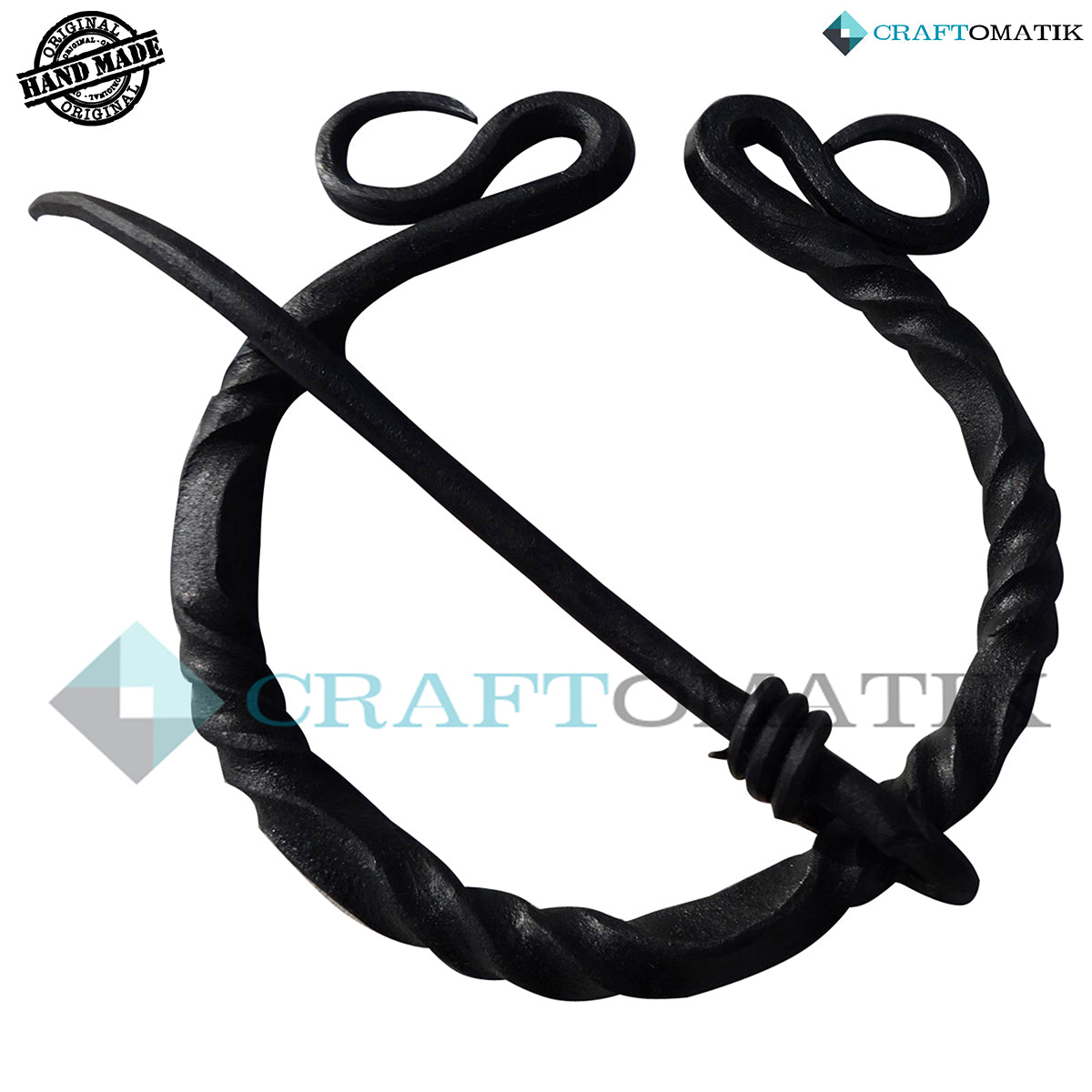 Medieval Brooch | Wrought Iron Ring and Needle | Handmade Viking LARP Fibula Ring Clasp Garment Pin | HFRC08