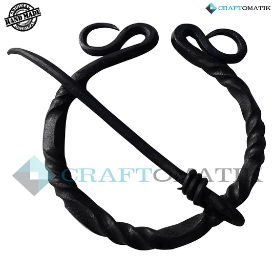 Medieval Brooch | Wrought Iron Ring and Needle | Handmade Viking LARP Fibula Ring Clasp Garment Pin | HFRC08