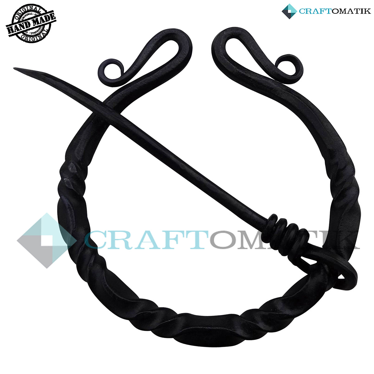 Mittelalterliche Brosche | Schmiedeeiserner Ring und Nadel | Handgefertigte Wikinger LARP Fibel Ringverschluss Kleidungsnadel | HFRC09