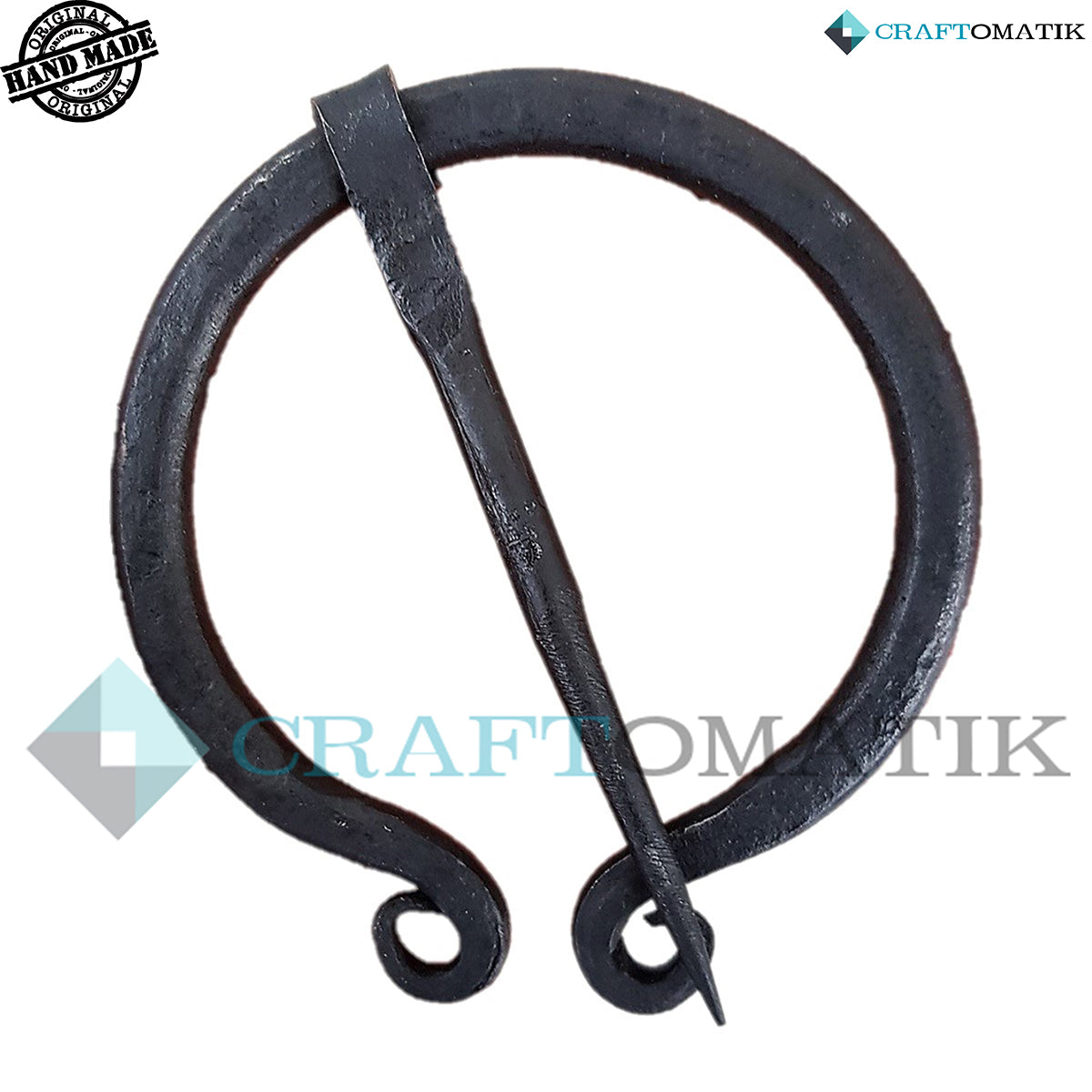 Medieval Brooch | Wrought Iron Ring and Needle | Handmade Viking LARP Fibula Ring Clasp Garment Pin | HFRC10
