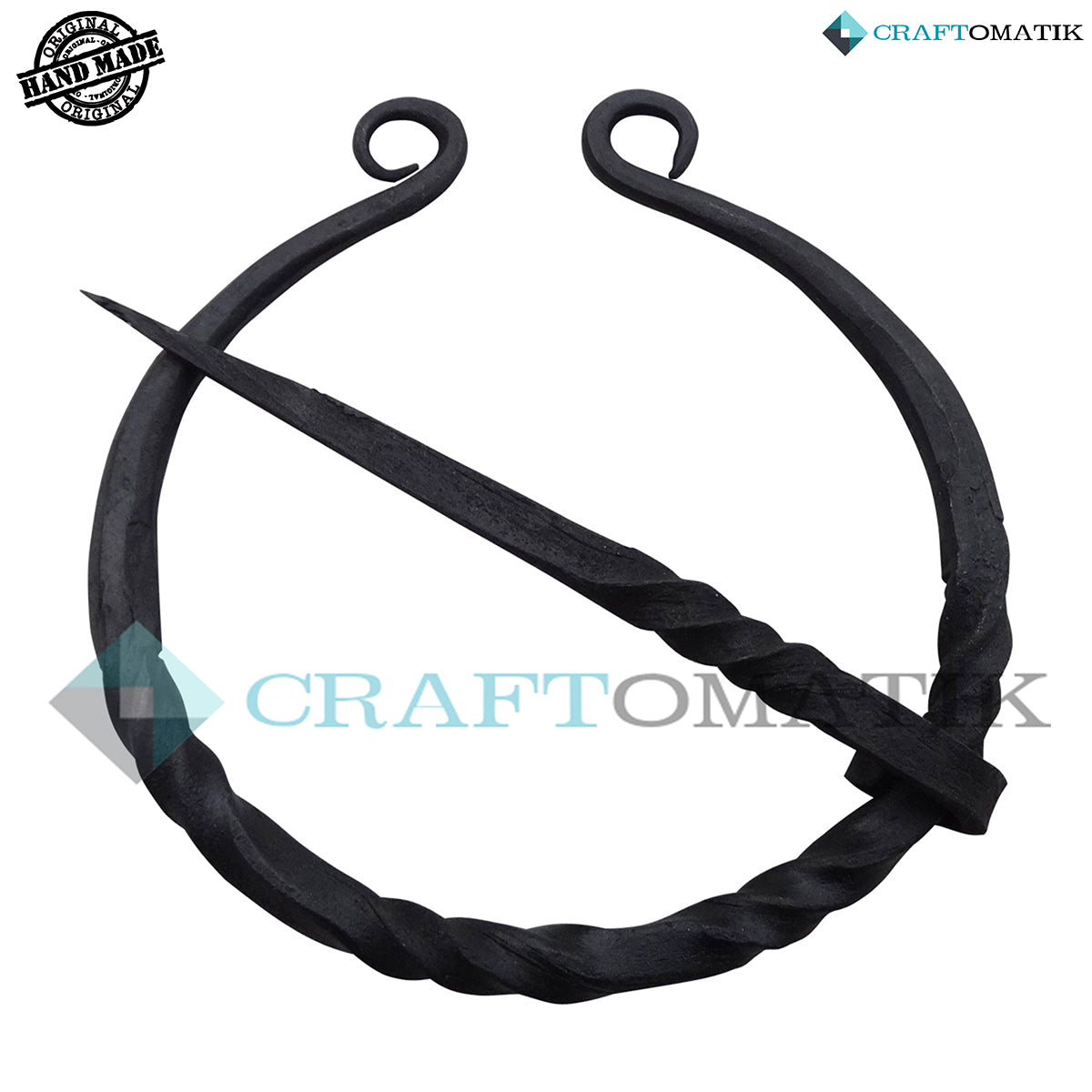 Medieval Brooch | Wrought Iron Ring and Needle | Handmade Viking LARP Fibula Ring Clasp Garment Pin | HFRC12