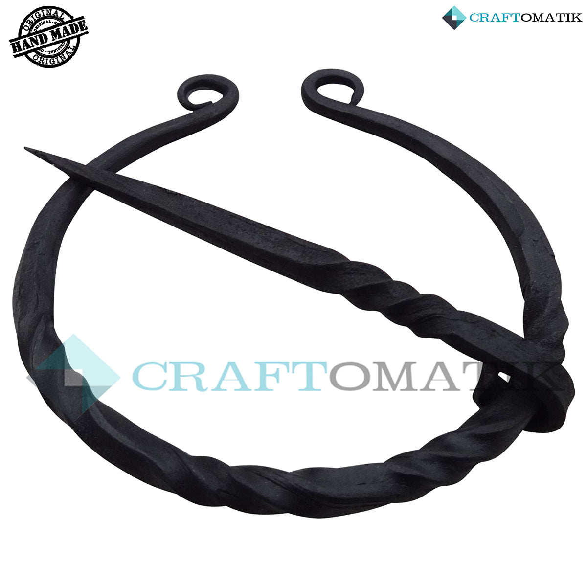 Medieval Brooch | Wrought Iron Ring and Needle | Handmade Viking LARP Fibula Ring Clasp Garment Pin | HFRC12
