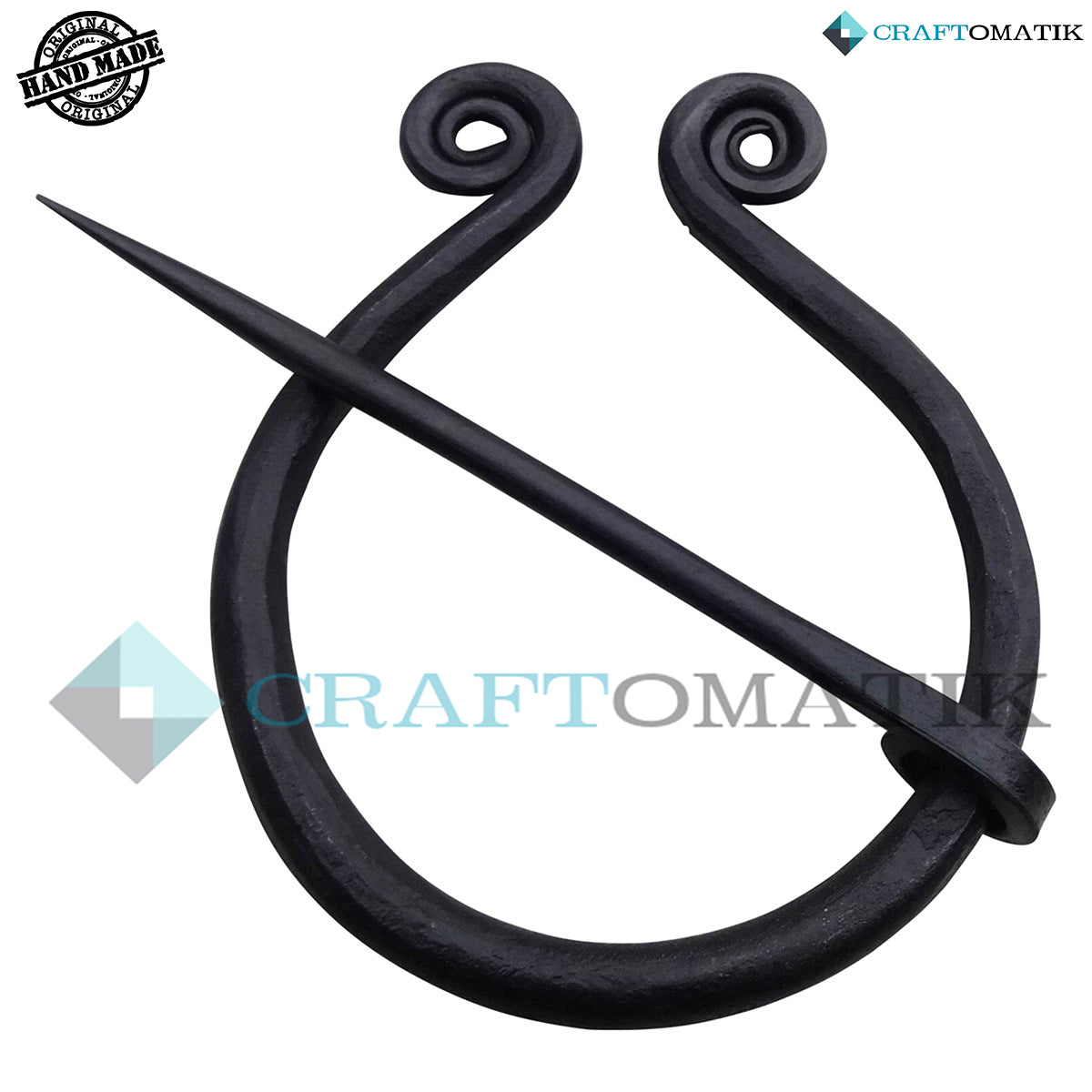 Medieval Brooch | Wrought Iron Ring and Needle | Handmade Viking LARP Fibula Ring Clasp Garment Pin | HFRC13