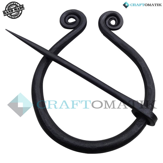Medieval Brooch | Wrought Iron Ring and Needle | Handmade Viking LARP Fibula Ring Clasp Garment Pin | HFRC13