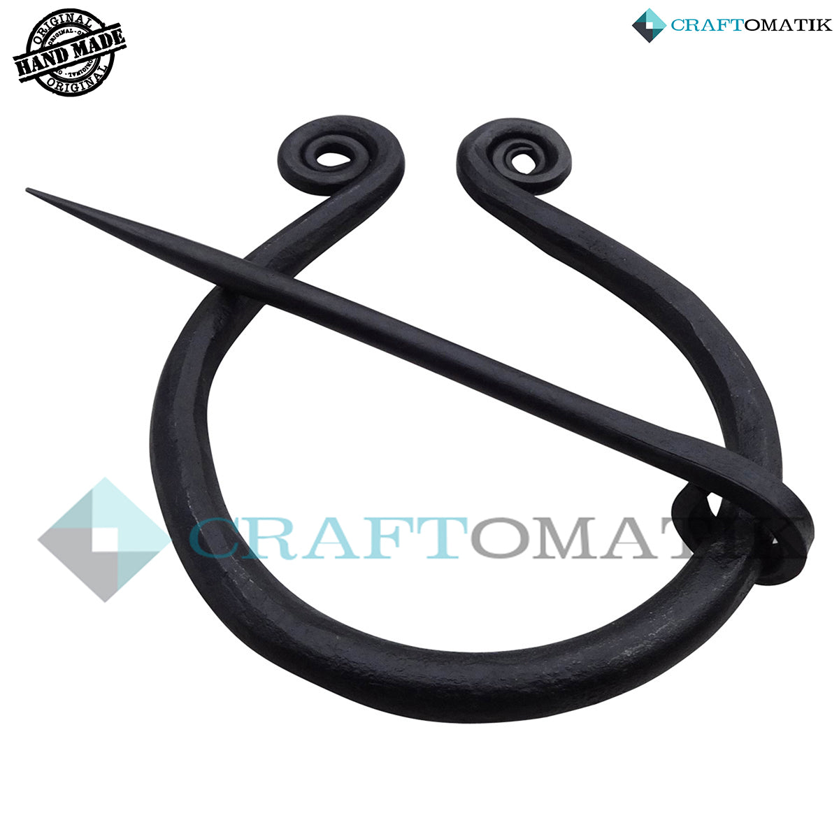 Medieval Brooch | Wrought Iron Ring and Needle | Handmade Viking LARP Fibula Ring Clasp Garment Pin | HFRC13