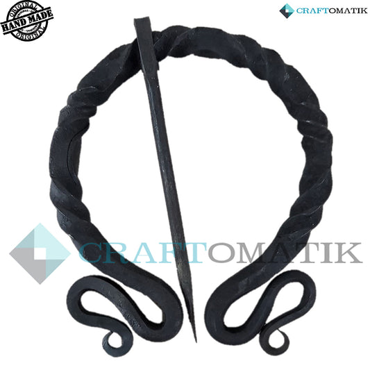 Medieval Brooch | Wrought Iron Ring and Needle | Handmade Viking LARP Fibula Ring Clasp Garment Pin | HFRC14