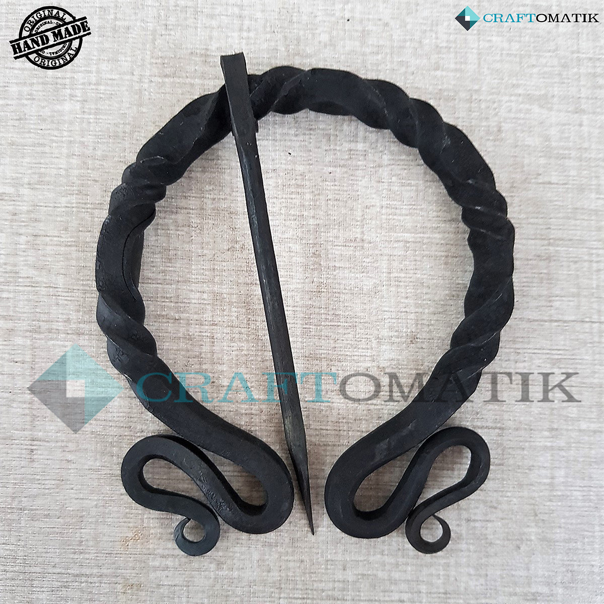 Mittelalterliche Brosche | Schmiedeeiserner Ring und Nadel | Handgefertigte Wikinger LARP Fibel Ringverschluss Kleidungsnadel | HFRC14
