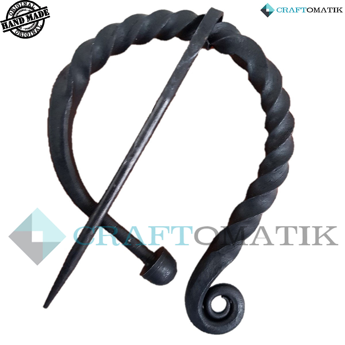 Medieval Brooch | Wrought Iron Ring and Needle | Handmade Viking LARP Fibula Ring Clasp Garment Pin | HFRC15