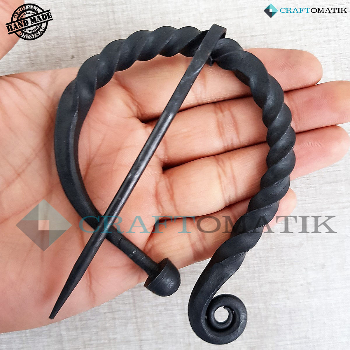 Medieval Brooch | Wrought Iron Ring and Needle | Handmade Viking LARP Fibula Ring Clasp Garment Pin | HFRC15