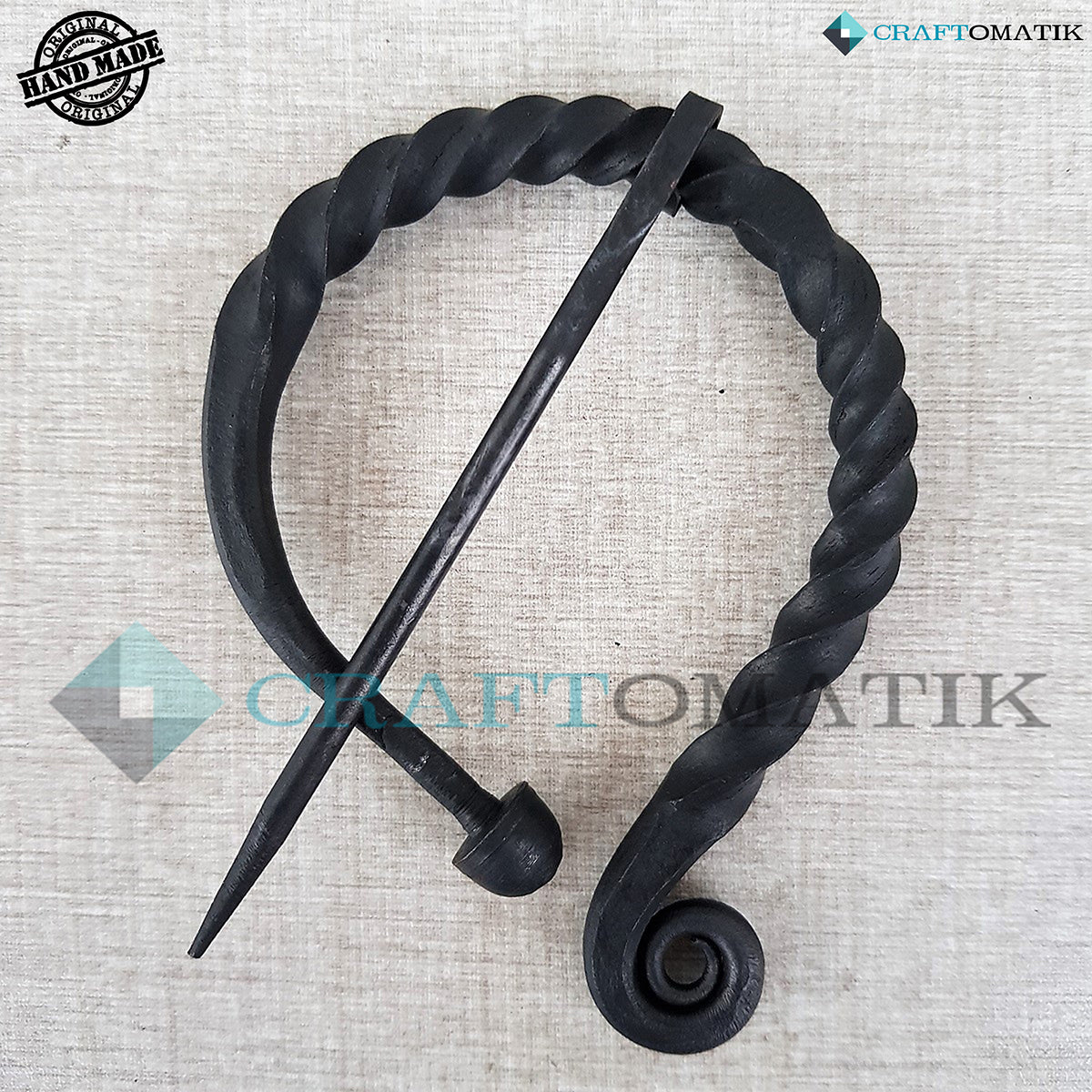 Medieval Brooch | Wrought Iron Ring and Needle | Handmade Viking LARP Fibula Ring Clasp Garment Pin | HFRC15