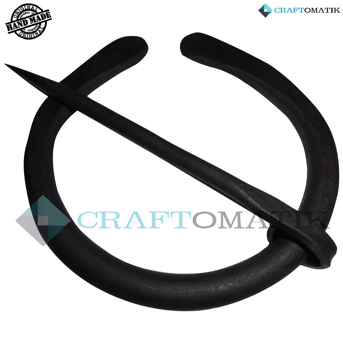 Mittelalterliche Brosche | Schmiedeeiserner Ring und Nadel | Handgefertigte Wikinger LARP Fibelringverschluss-Kleidungsnadel | HFRC16