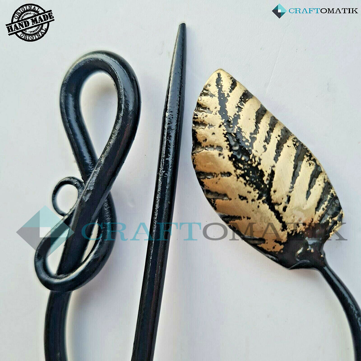 Mittelalterliche Brosche | Schmiedeeiserner Ring und Nadel, Messingblatt | Handgefertigte Wikinger LARP Fibelringverschluss-Kleidungsnadel | HFRC17