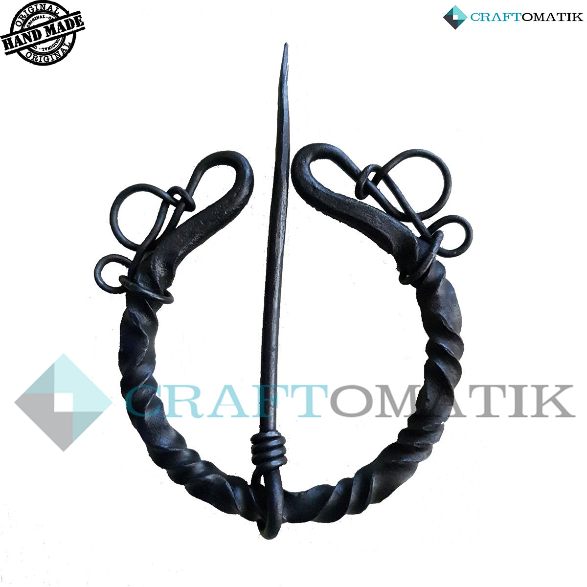 Mittelalterliche Brosche | Schmiedeeiserner Ring und Nadel | Handgefertigte Wikinger LARP Fibel Ringverschluss Kleidungsnadel | HFRC18