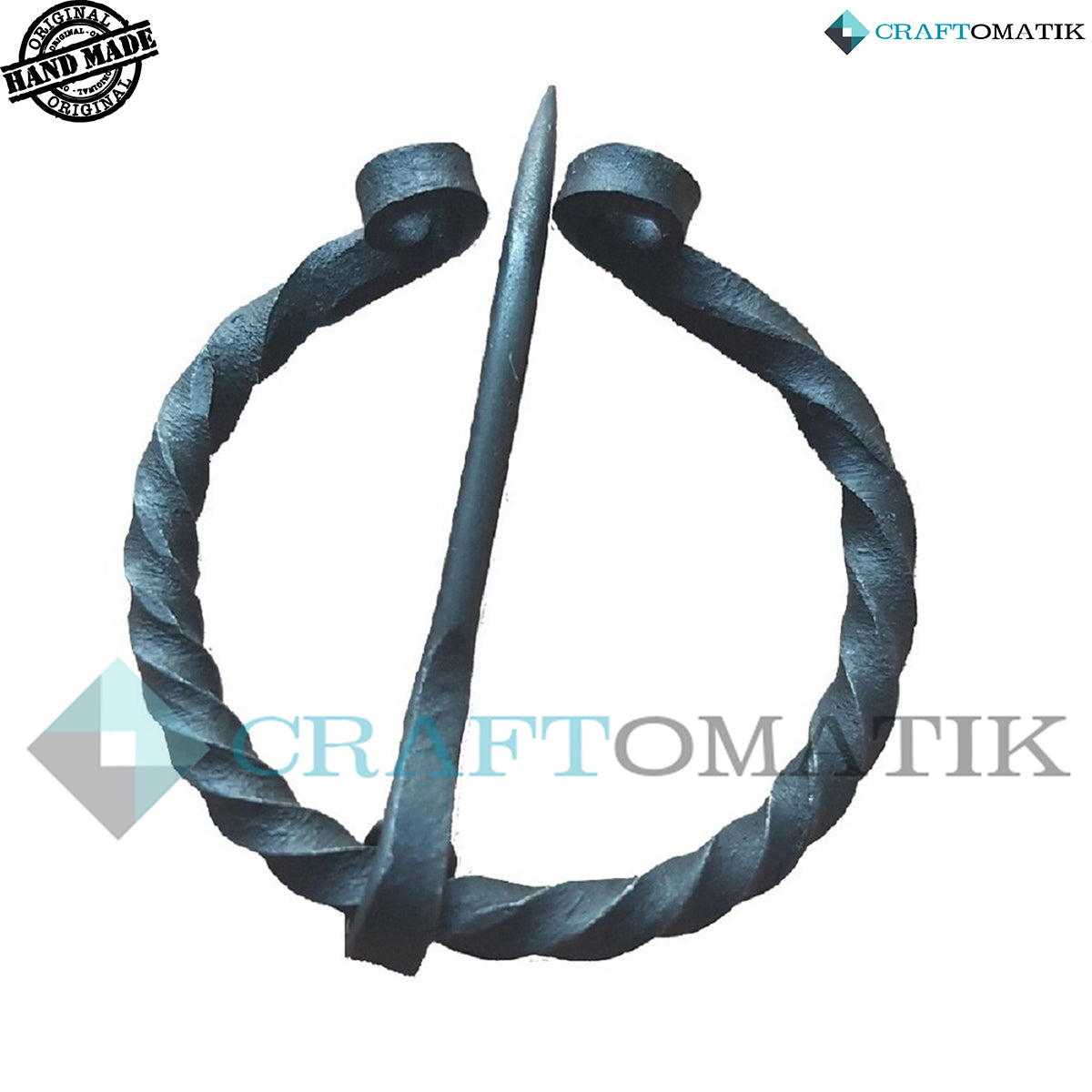 Mittelalterliche Brosche | Schmiedeeiserner Ring und Nadel | Handgefertigte Wikinger LARP Fibel Ringverschluss Kleidungsnadel | HFRC19