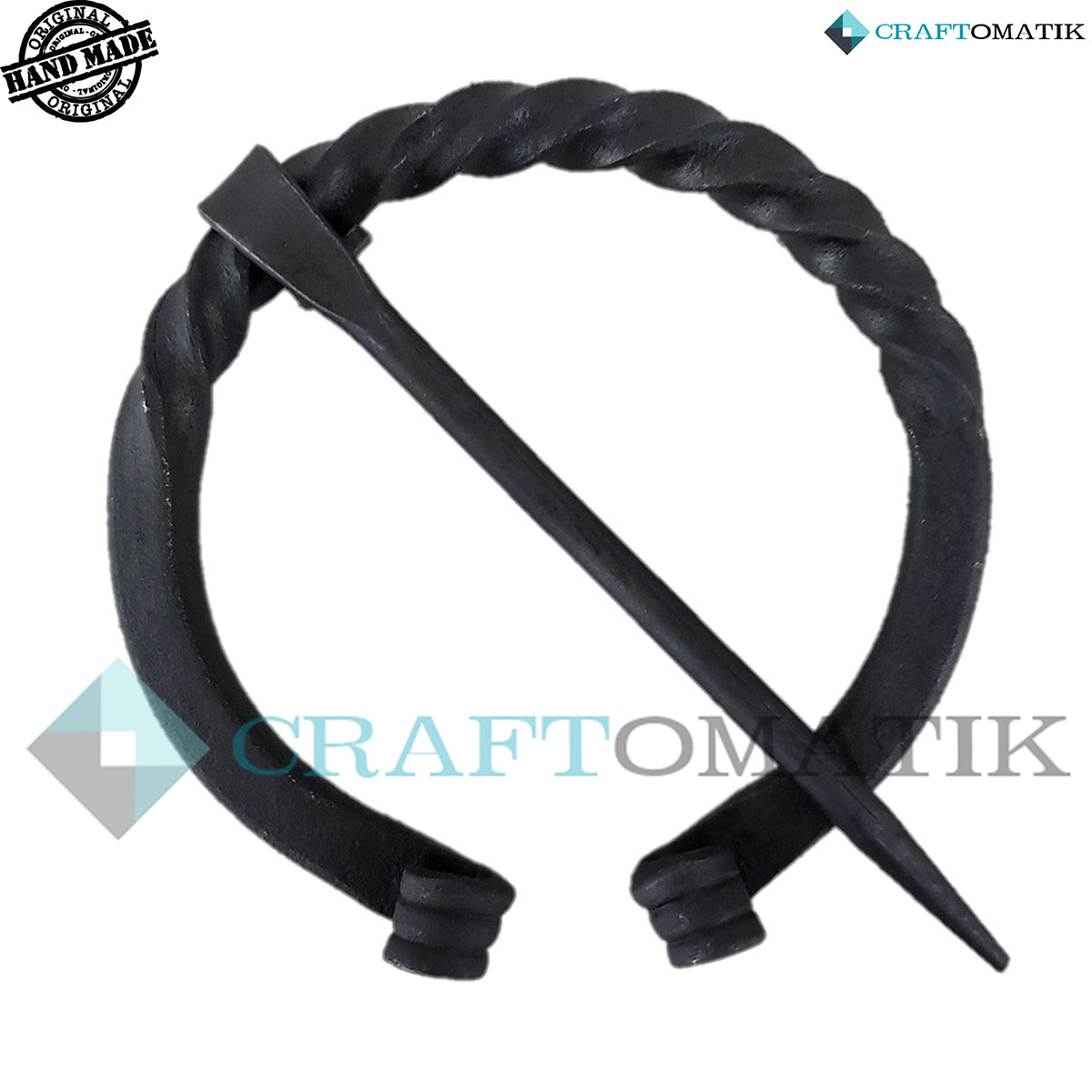 Medieval Brooch | Wrought Iron Ring and Needle | Handmade Viking LARP Fibula Ring Clasp Garment Pin | HFRC21