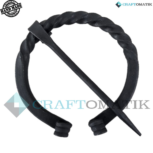 Medieval Brooch | Wrought Iron Ring and Needle | Handmade Viking LARP Fibula Ring Clasp Garment Pin | HFRC21