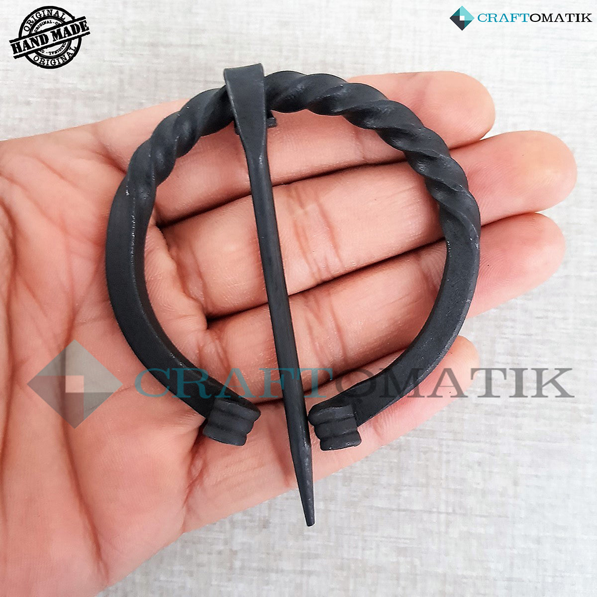 Medieval Brooch | Wrought Iron Ring and Needle | Handmade Viking LARP Fibula Ring Clasp Garment Pin | HFRC21