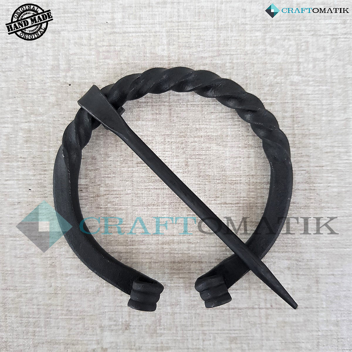 Medieval Brooch | Wrought Iron Ring and Needle | Handmade Viking LARP Fibula Ring Clasp Garment Pin | HFRC21