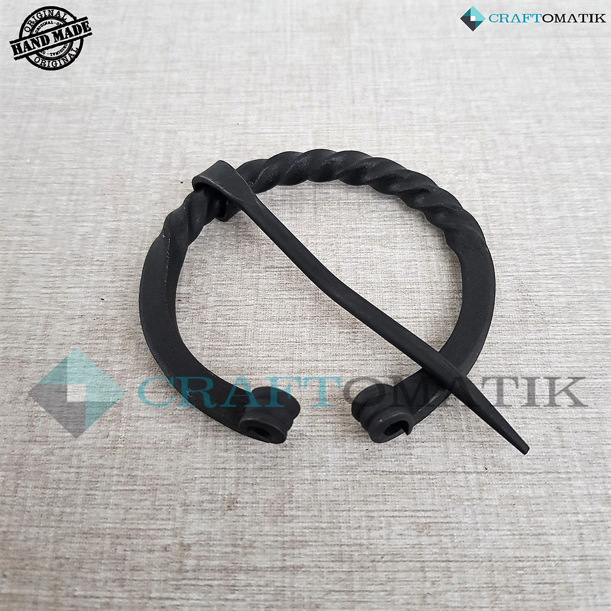 Medieval Brooch | Wrought Iron Ring and Needle | Handmade Viking LARP Fibula Ring Clasp Garment Pin | HFRC21