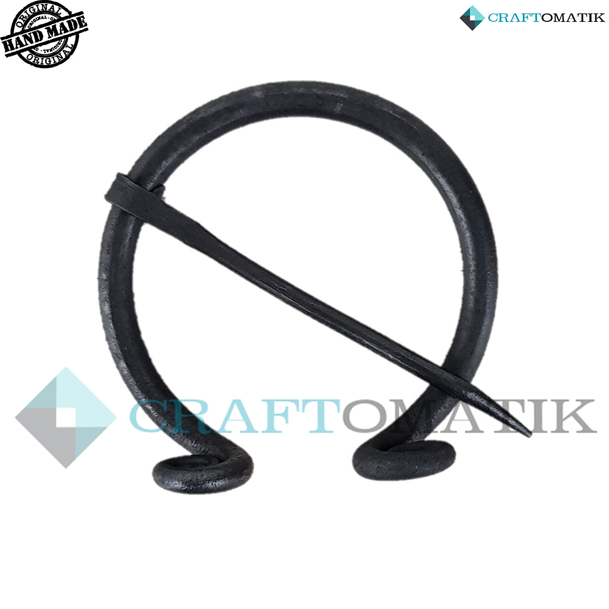 Medieval Brooch | Wrought Iron Ring and Needle | Handmade Viking LARP Fibula Ring Clasp Garment Pin | HFRC22