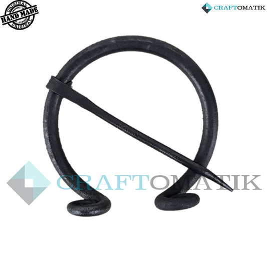 Medieval Brooch | Wrought Iron Ring and Needle | Handmade Viking LARP Fibula Ring Clasp Garment Pin | HFRC22
