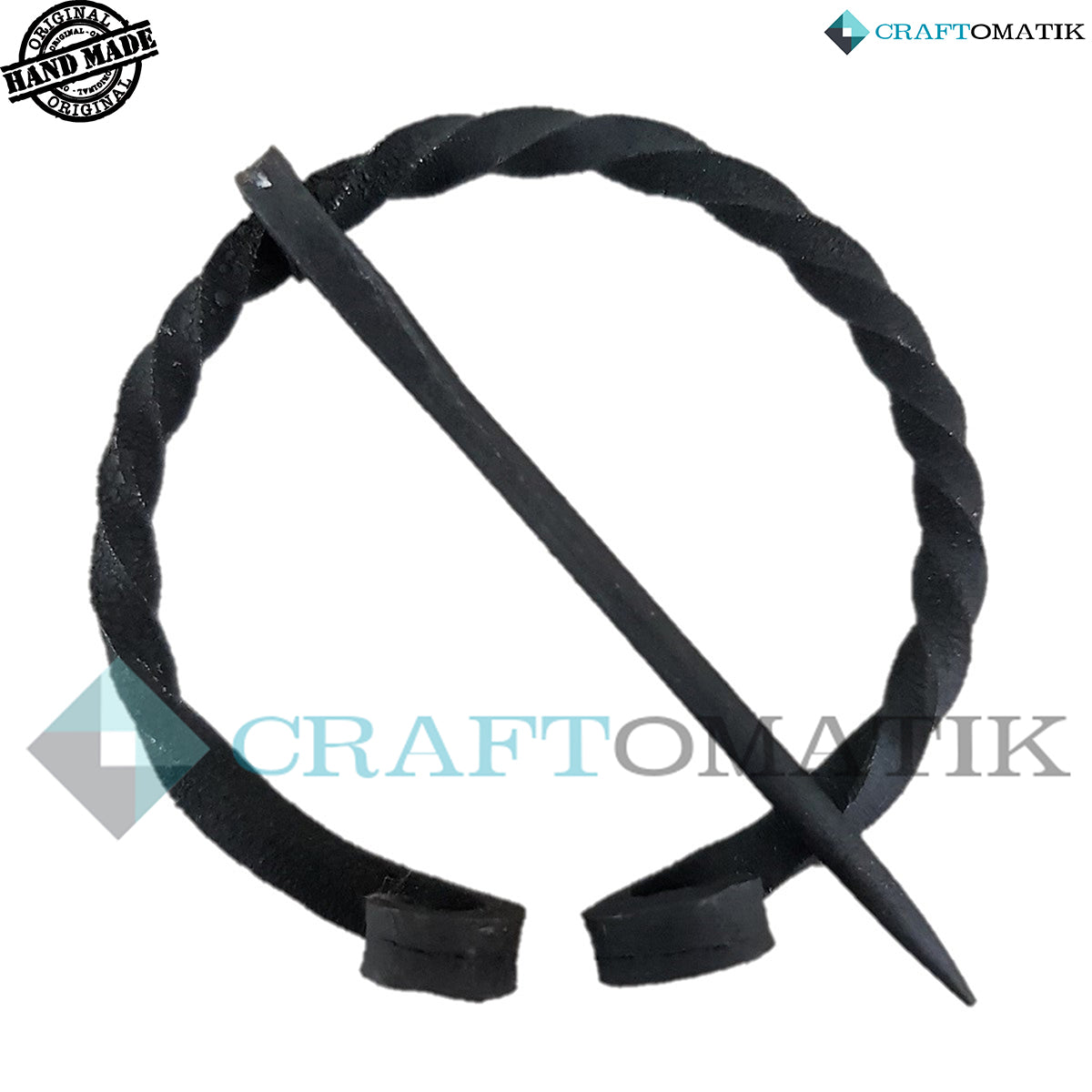 Medieval Brooch | Wrought Iron Ring and Needle | Handmade Viking LARP Fibula Ring Clasp Garment Pin | HFRC23