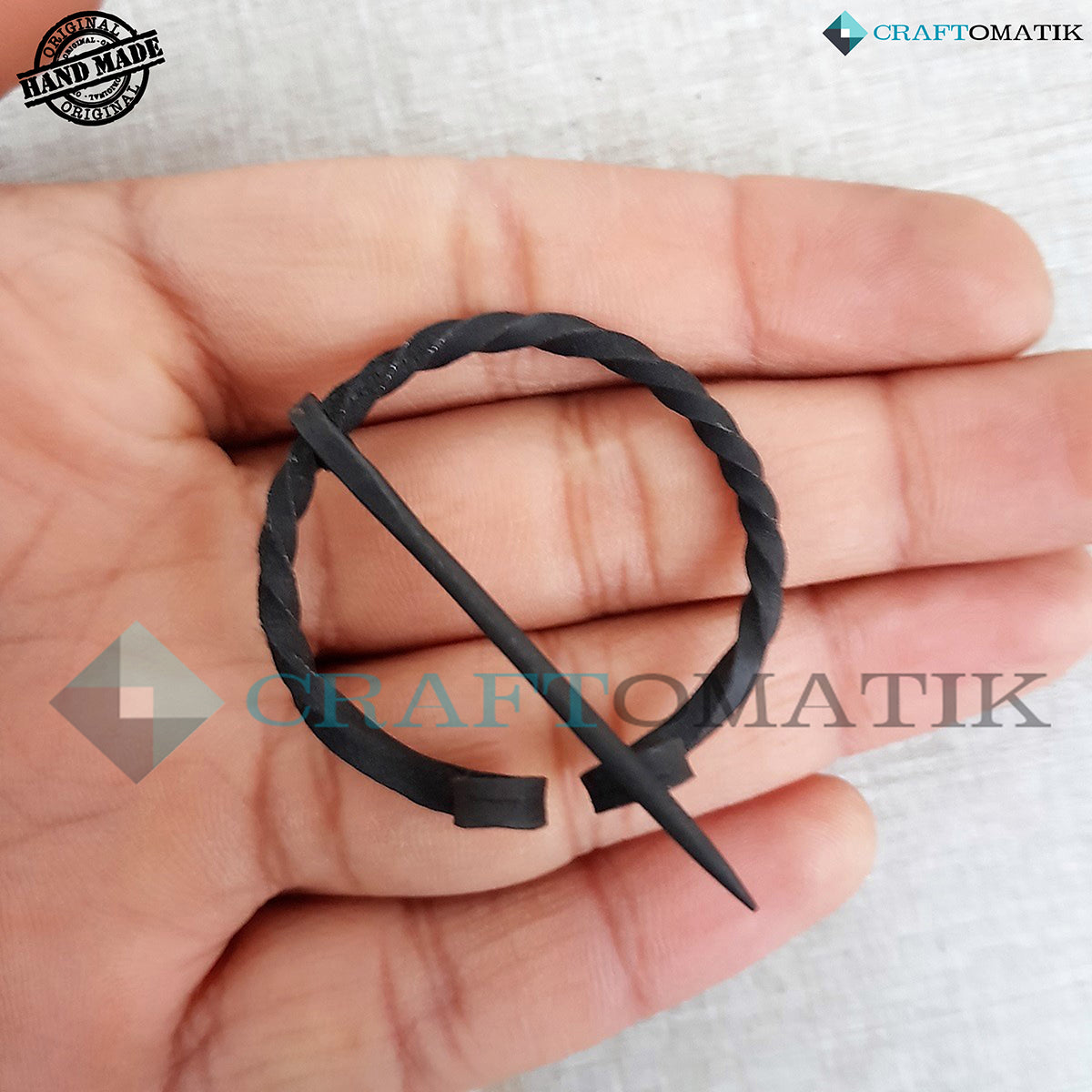 Medieval Brooch | Wrought Iron Ring and Needle | Handmade Viking LARP Fibula Ring Clasp Garment Pin | HFRC23