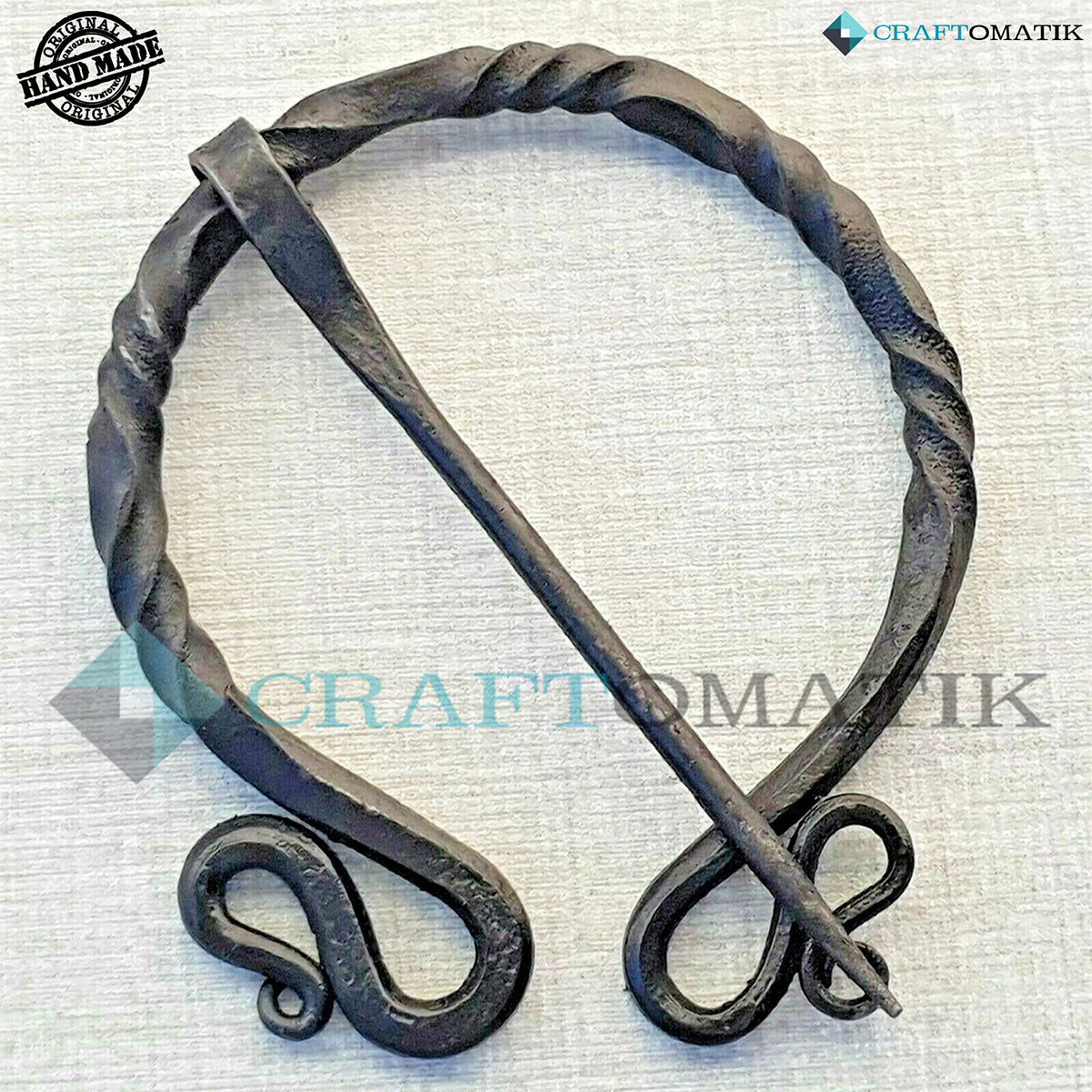 Mittelalterliche Brosche | Schmiedeeiserner Ring und Nadel | Handgefertigte Wikinger LARP Fibel Ringverschluss Kleidungsnadel | HFRC24