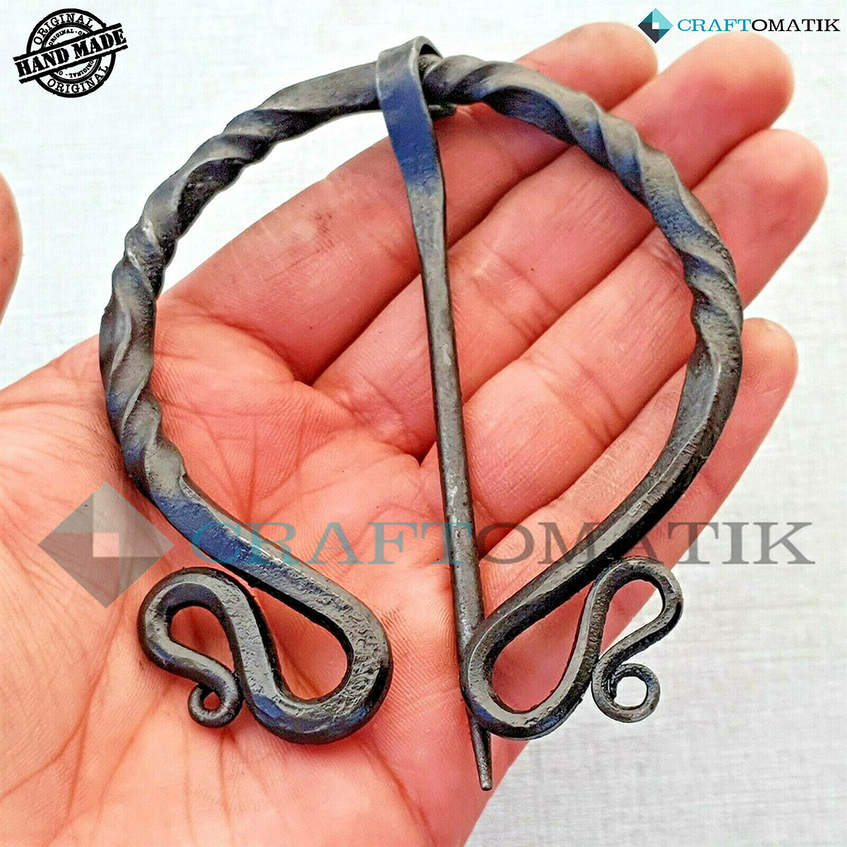 Mittelalterliche Brosche | Schmiedeeiserner Ring und Nadel | Handgefertigte Wikinger LARP Fibel Ringverschluss Kleidungsnadel | HFRC24