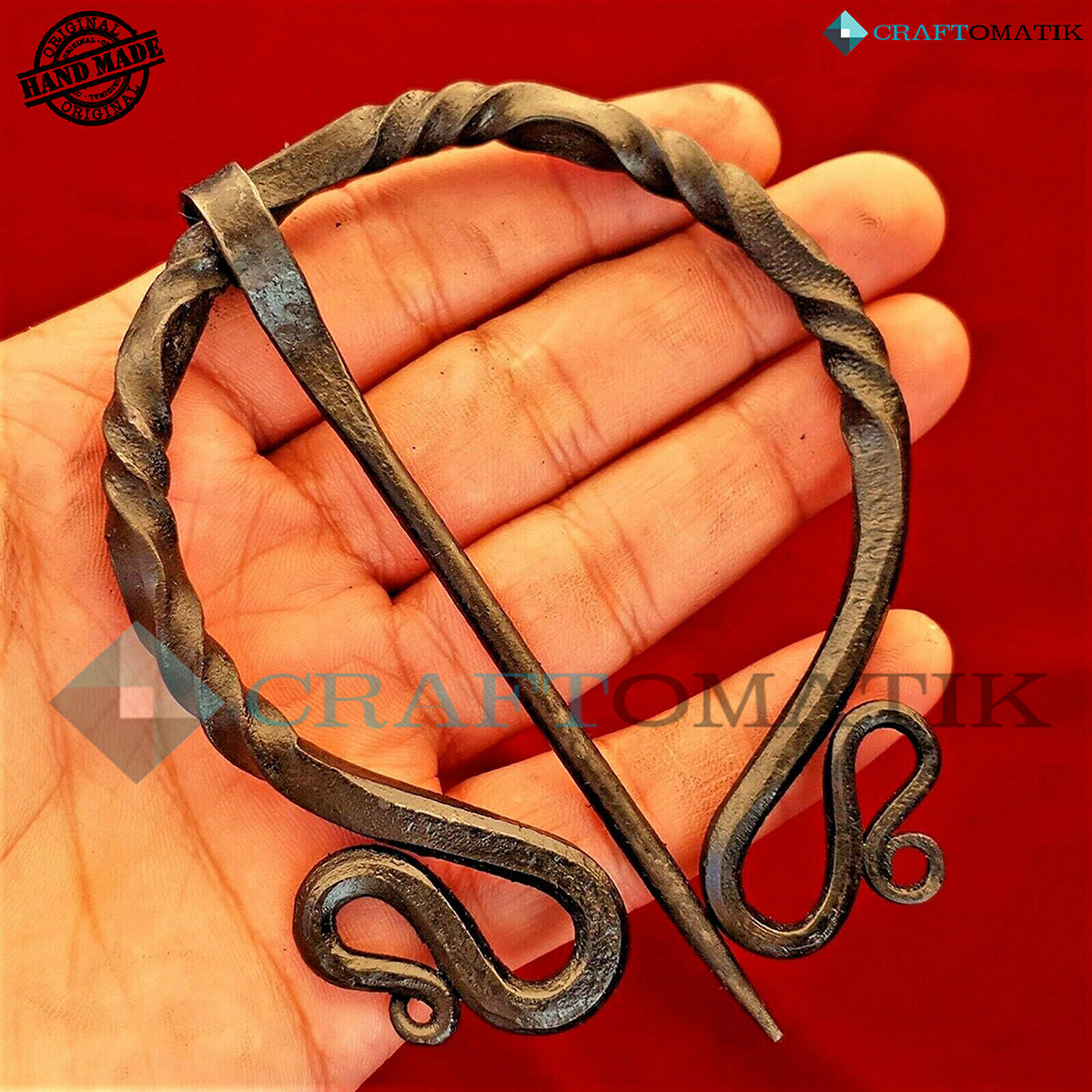 Mittelalterliche Brosche | Schmiedeeiserner Ring und Nadel | Handgefertigte Wikinger LARP Fibel Ringverschluss Kleidungsnadel | HFRC24